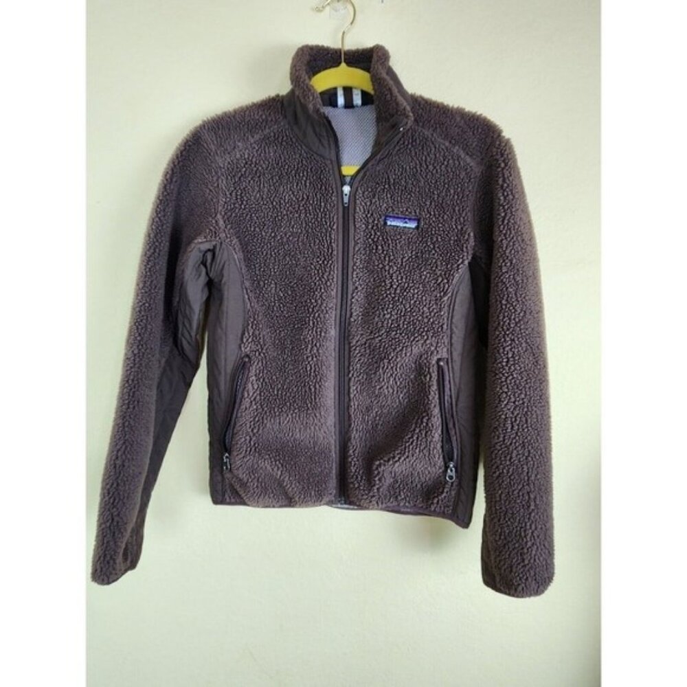 Patagonia Retro X Deep Pile Sherpa Fleece Brown Full Zip Jacket Womens Small